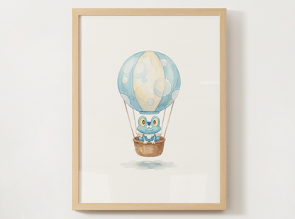 Gen 6 Starters Hot Air Balloon Wall Art, 3 Printable Posters, Chespin Fennekin Froakie, Digital Download