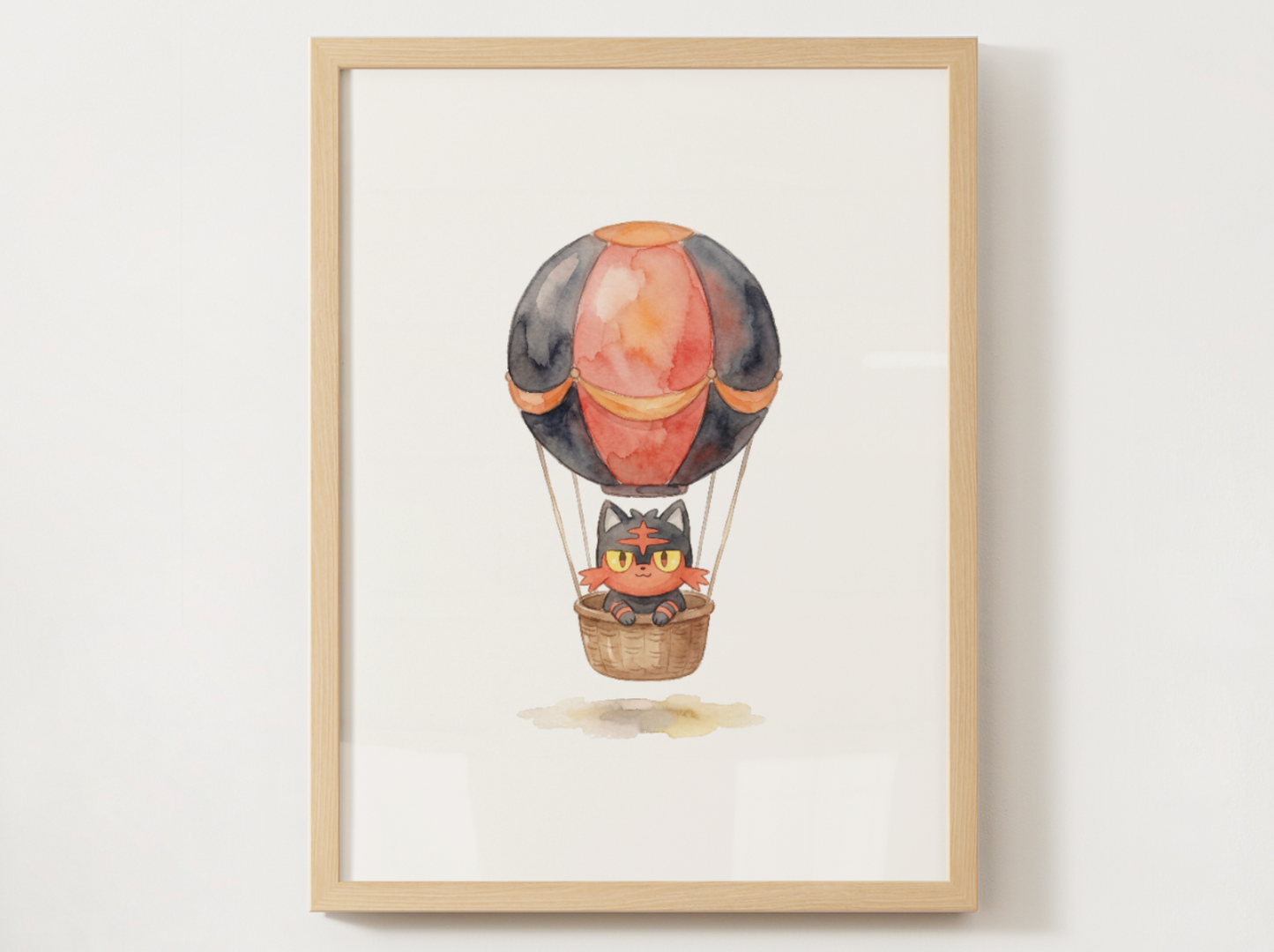 Gen 7 Starters Hot Air Balloon Wall Art, 3 Printable Posters, Rowlet Litten Popplio, Digital Download