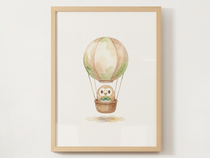 Gen 7 Starters Hot Air Balloon Wall Art, 3 Printable Posters, Rowlet Litten Popplio, Digital Download