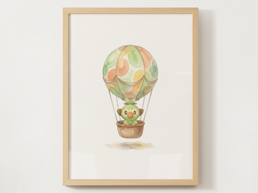 Grookey Hot Air Balloon Wall Art, Dreamy Adventure Nursery Poster, Kids Room Decor, Printable Digital Download