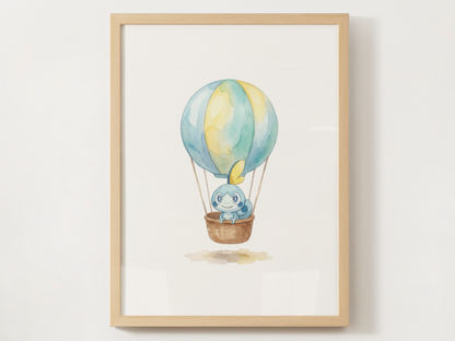 Gen 8 Starters Hot Air Balloon Wall Art, 3 Printable Posters, Grookey Scorbunny Sobble, Digital Download