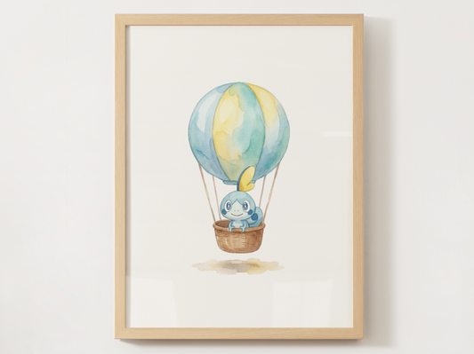 Sobble Hot Air Balloon Wall Art, Dreamy Adventure Nursery Poster, Kids Room Decor, Printable Digital Download