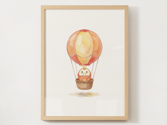 Gen 9 Starters Hot Air Balloon Wall Art, 3 Printable Posters, Sprigatito Fuecoco Quaxly, Digital Download