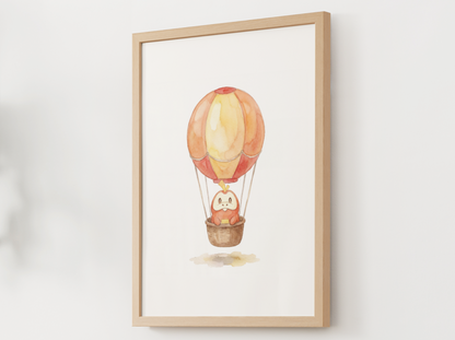Fuecoco Hot Air Balloon Wall Art, Dreamy Adventure Nursery Poster, Kids Room Decor, Printable Digital Download