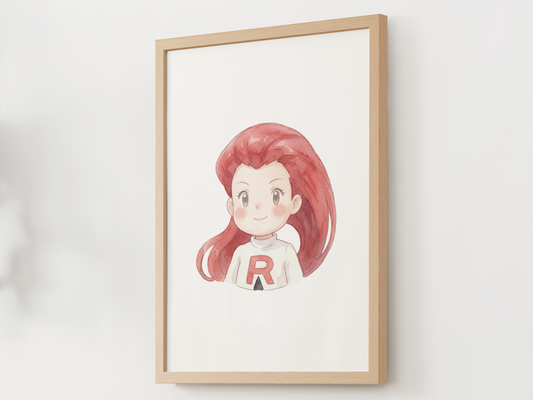 Jessie Kanto Trainer Wall Art Printable, Gen 1 Pokémon Poster, Kids Room Decor, Digital Download