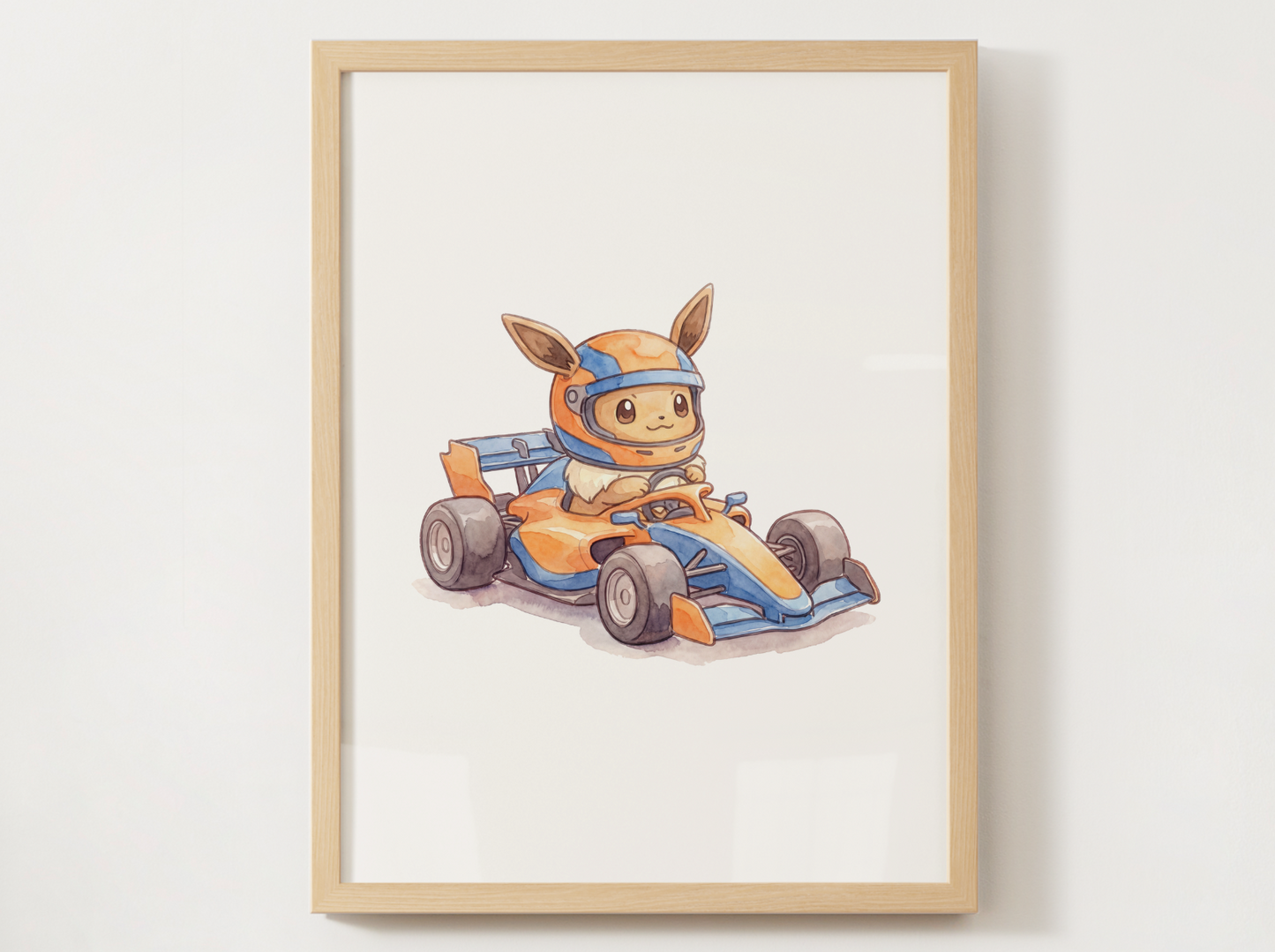 Eevee Race Car Wall Art Bundle, 8 Printable Posters, Formula Style Racing Theme, Kids Room Decor, Instant Download