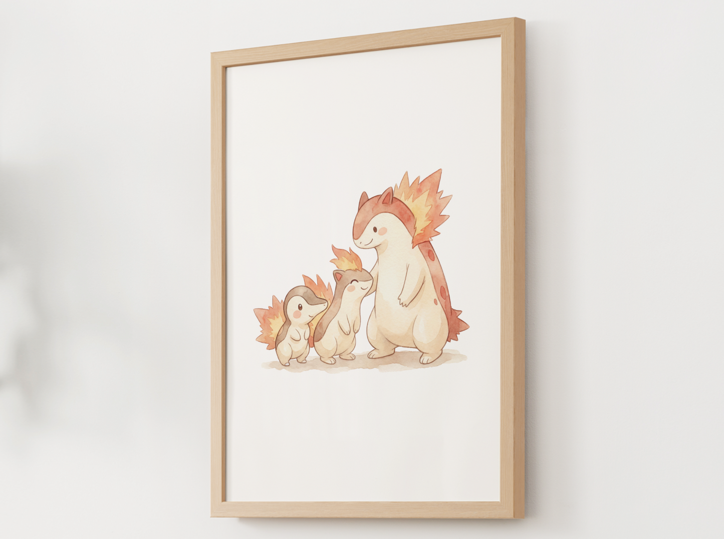 Cyndaquil Evolution Line Wall Art Printable, Quilava Typhlosion Poster, Pokémon Nursery Decor, Digital Download