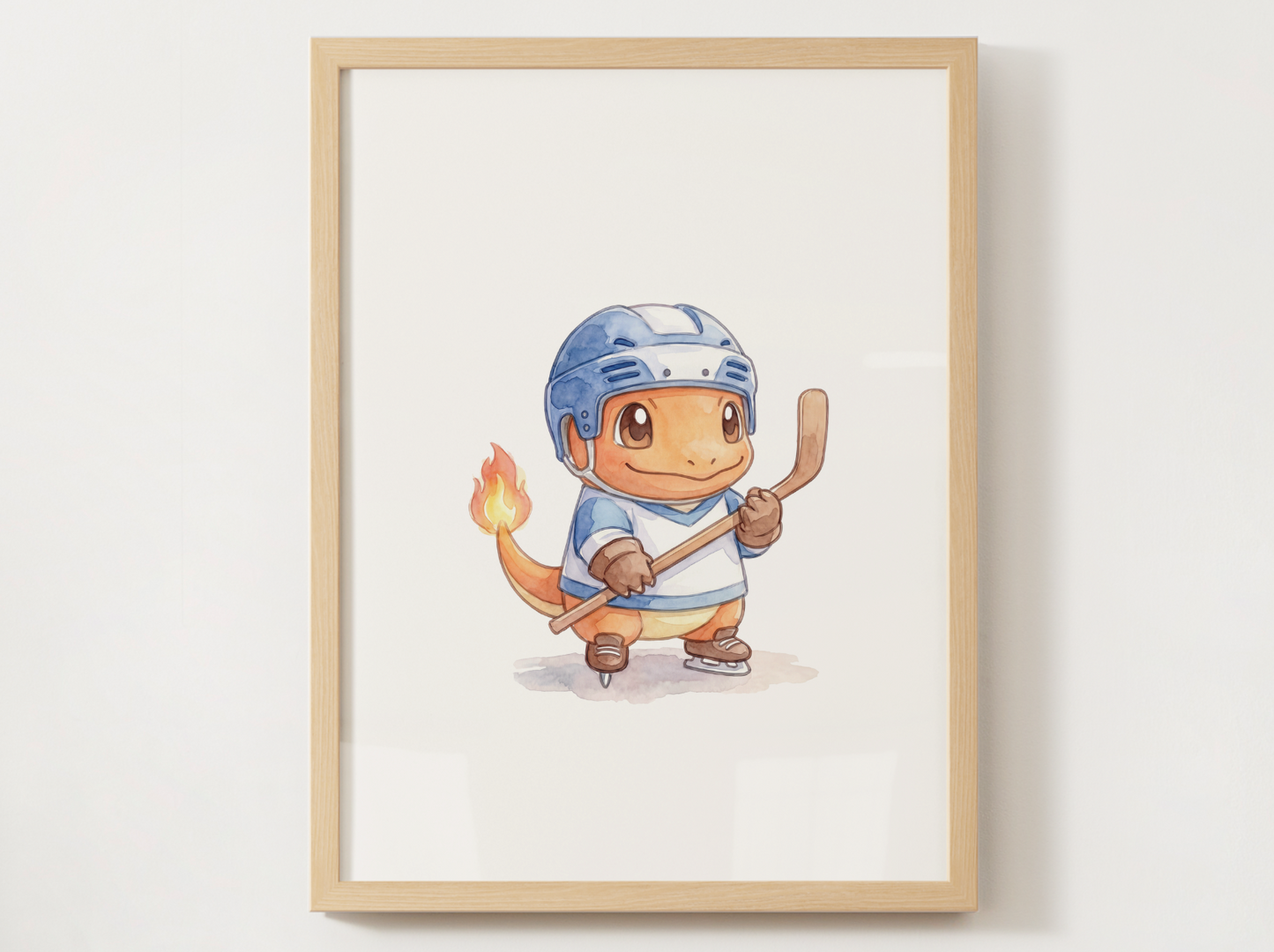 Charmander Hockey Wall Art, Cute Rink Theme Nursery Poster, Kids Room Decor, Printable Digital Download
