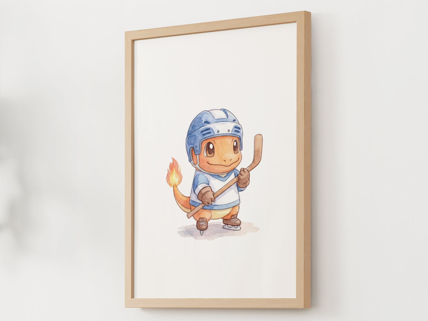 Charmander Hockey Wall Art, Cute Rink Theme Nursery Poster, Kids Room Decor, Printable Digital Download