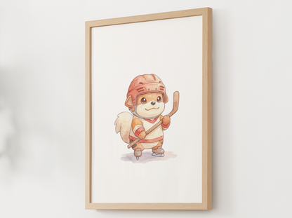 Growlithe Hockey Wall Art, Cute Rink Theme Nursery Poster, Kids Room Decor, Printable Digital Download