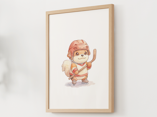 Growlithe Hockey Wall Art, Cute Rink Theme Nursery Poster, Kids Room Decor, Printable Digital Download