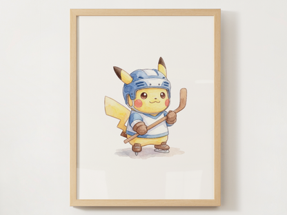 Pokemon Gen 1 Hockey Wall Art Bundle, 9 Printable Posters, Kanto Favorites, Kids Room Decor, Digital Download