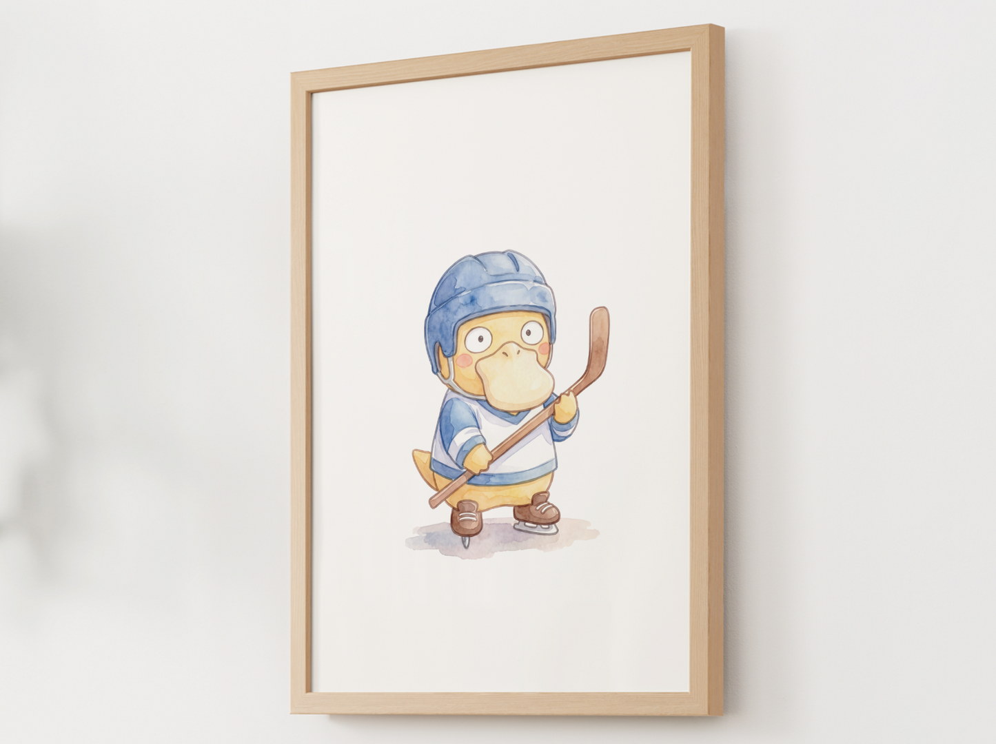 Psyduck Hockey Wall Art, Cute Rink Theme Nursery Poster, Kids Room Decor, Printable Digital Download