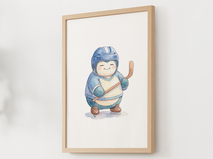 Snorlax Hockey Wall Art, Cute Rink Theme Nursery Poster, Kids Room Decor, Printable Digital Download