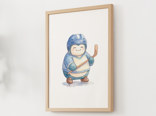 Snorlax Hockey Wall Art, Cute Rink Theme Nursery Poster, Kids Room Decor, Printable Digital Download