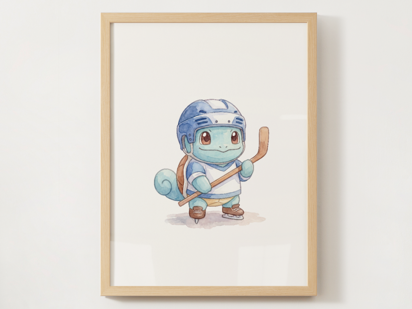 Squirtle Hockey Wall Art, Cute Rink Theme Nursery Poster, Kids Room Decor, Printable Digital Download