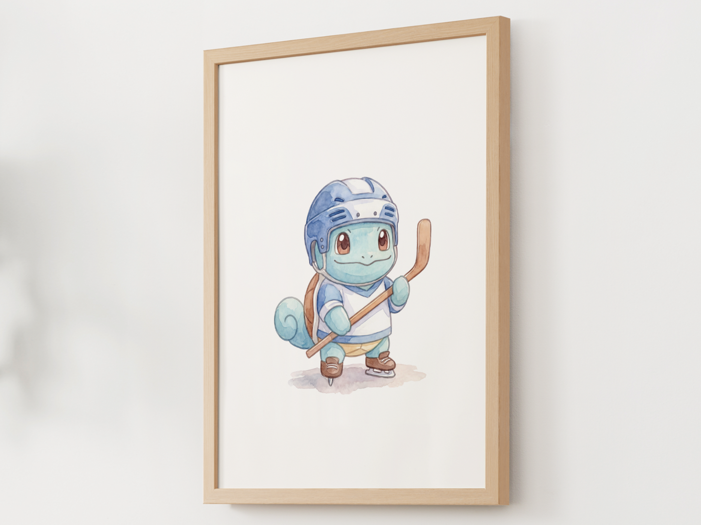 Squirtle Hockey Wall Art, Cute Rink Theme Nursery Poster, Kids Room Decor, Printable Digital Download