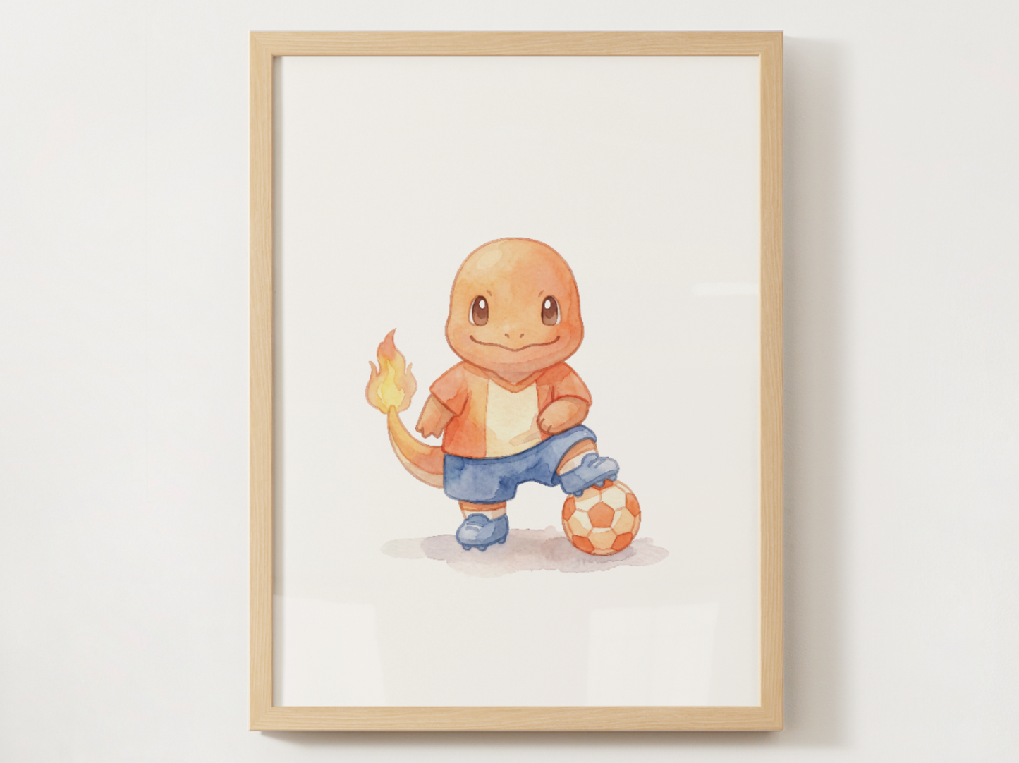 Charmander Soccer Wall Art, Cute Match Day Nursery Poster, Kids Room Decor, Printable Digital Download