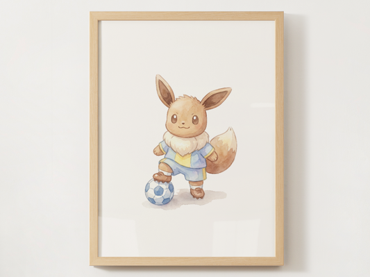 Eevee Soccer Wall Art, Cute Match Day Nursery Poster, Kids Room Decor, Printable Digital Download