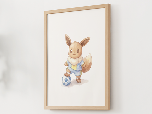 Eevee Soccer Wall Art, Cute Match Day Nursery Poster, Kids Room Decor, Printable Digital Download