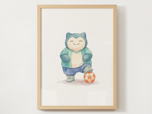 Snorlax Soccer Wall Art, Cute Match Day Nursery Poster, Kids Room Decor, Printable Digital Download