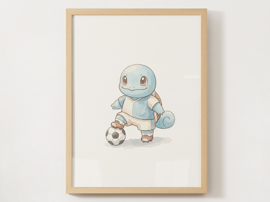 Squirtle Soccer Wall Art, Cute Match Day Nursery Poster, Kids Room Decor, Printable Digital Download