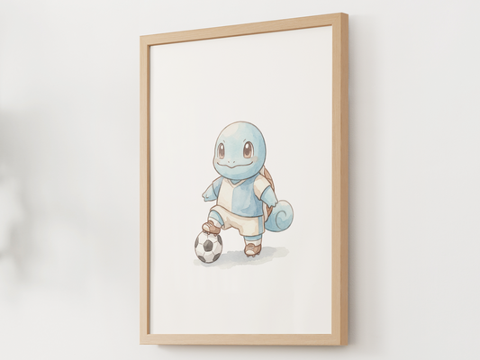 Squirtle Soccer Wall Art, Cute Match Day Nursery Poster, Kids Room Decor, Printable Digital Download