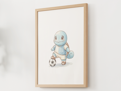 Squirtle Soccer Wall Art, Cute Match Day Nursery Poster, Kids Room Decor, Printable Digital Download