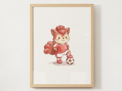 Vulpix Soccer Wall Art, Cute Match Day Nursery Poster, Kids Room Decor, Printable Digital Download