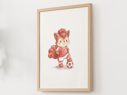 Vulpix Soccer Wall Art, Cute Match Day Nursery Poster, Kids Room Decor, Printable Digital Download