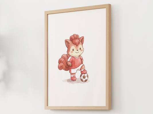 Vulpix Soccer Wall Art, Cute Match Day Nursery Poster, Kids Room Decor, Printable Digital Download