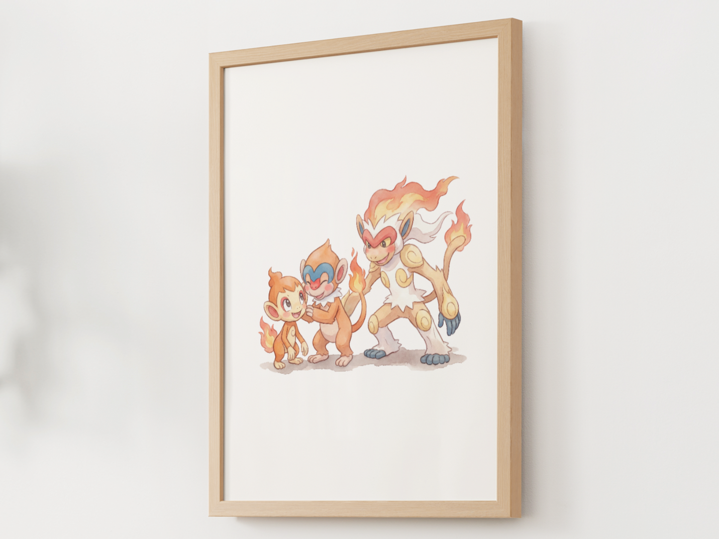Chimchar Evolution Line Wall Art Printable, Monferno Infernape Poster, Pokémon Nursery Decor, Digital Download