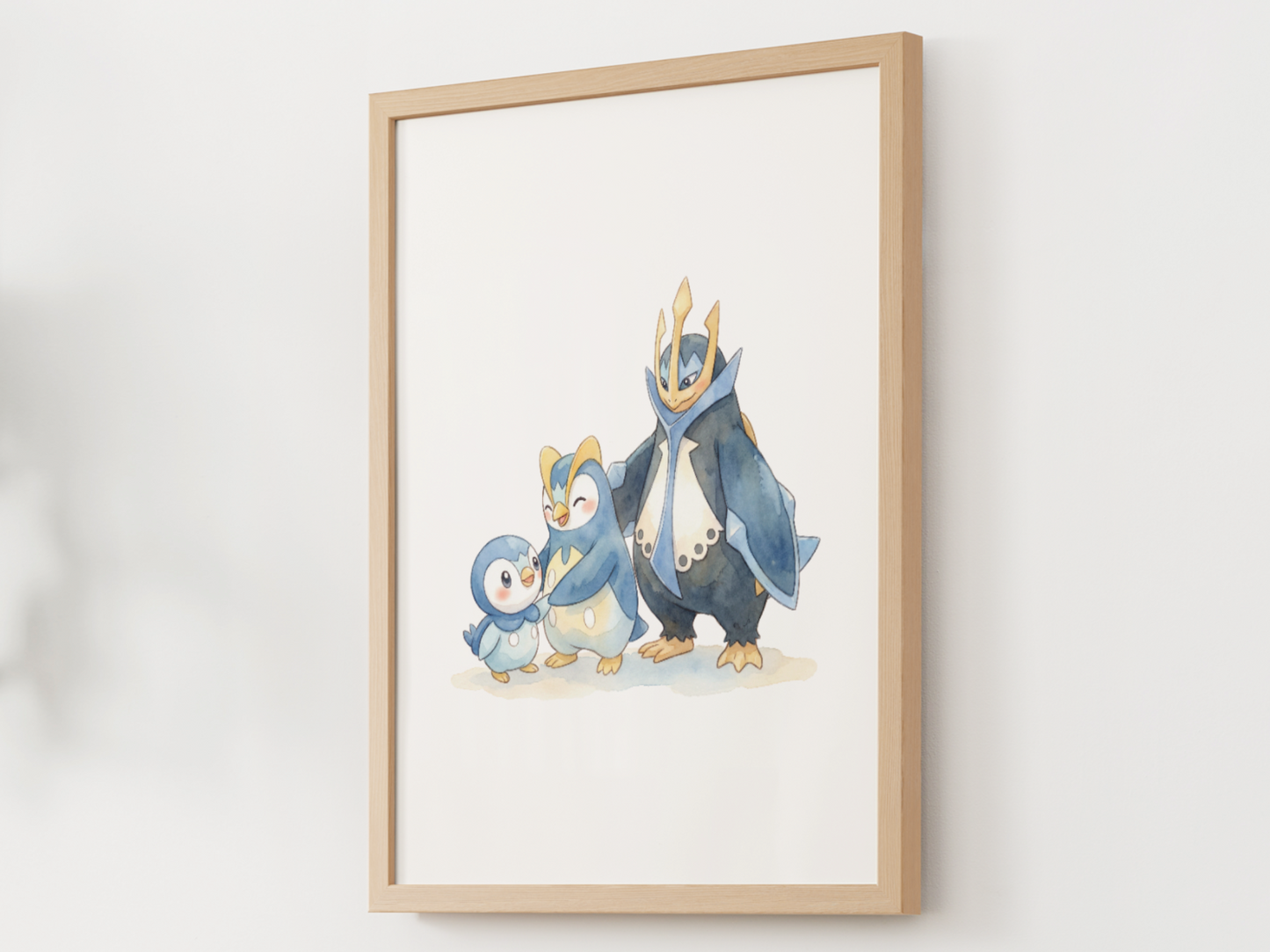 Piplup Evolution Line Wall Art Printable, Prinplup Empoleon Poster, Pokémon Nursery Decor, Digital Download