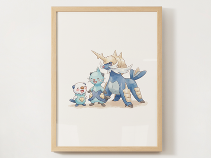 Gen 5 Evolution Line Wall Art Bundle, 3 Printable Posters, Unova Pokemon Nursery Decor, Digital Download