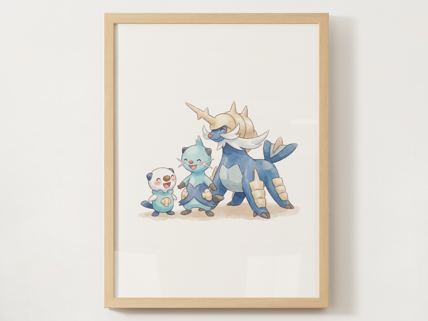 Oshawott Evolution Line Wall Art Printable, Dewott Samurott Poster, Pokémon Nursery Decor, Digital Download