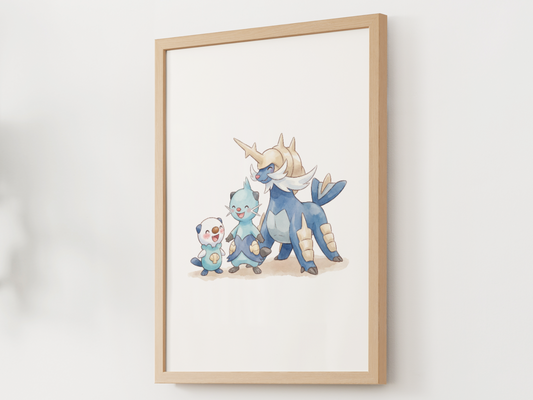 Oshawott Evolution Line Wall Art Printable, Dewott Samurott Poster, Pokémon Nursery Decor, Digital Download