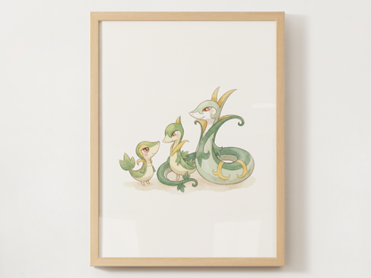 Gen 5 Evolution Line Wall Art Bundle, 3 Printable Posters, Unova Pokemon Nursery Decor, Digital Download