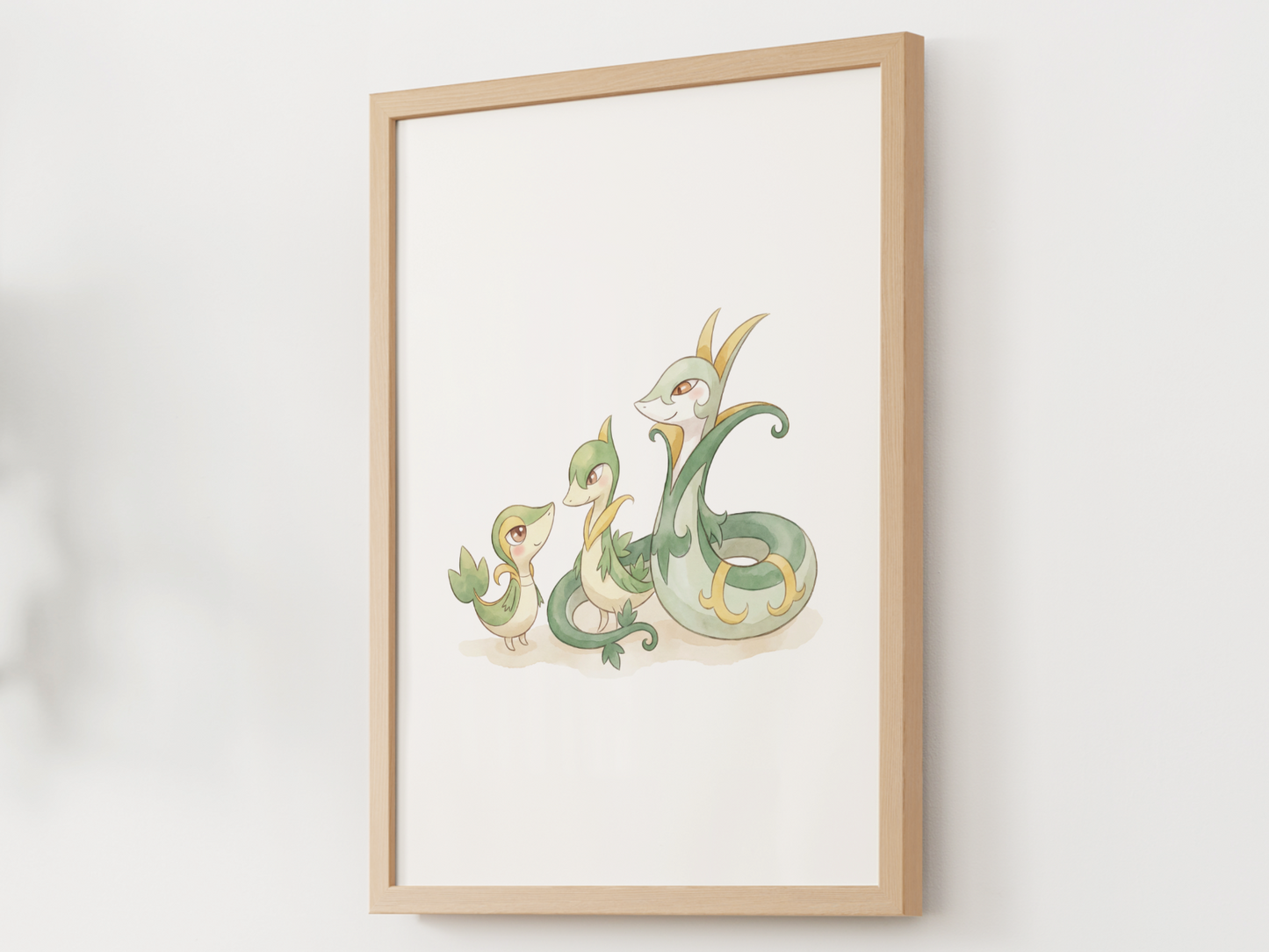 Snivy Evolution Line Wall Art Printable, Servine Serperior Poster, Pokémon Nursery Decor, Digital Download