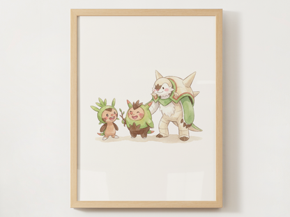Gen 6 Evolution Line Wall Art Bundle, 3 Printable Posters, Kalos Pokemon Nursery Decor, Digital Download