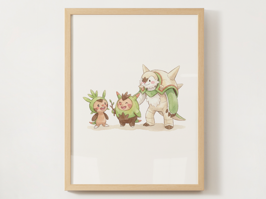 Gen 6 Evolution Line Wall Art Bundle, 3 Printable Posters, Kalos Pokemon Nursery Decor, Digital Download