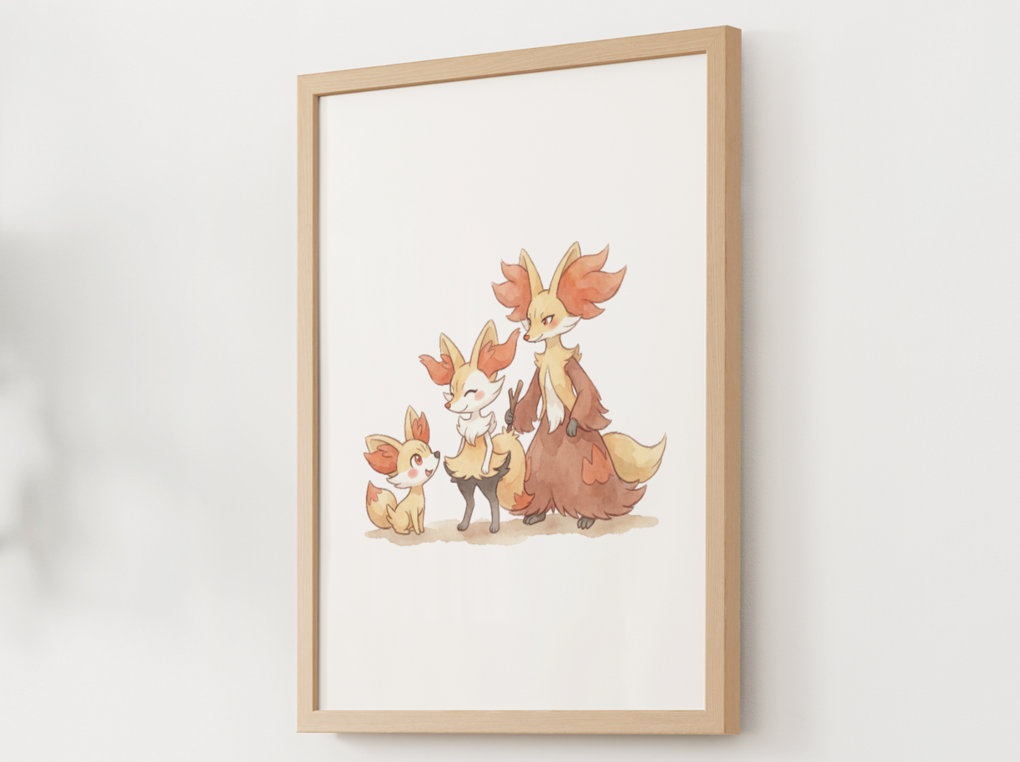 Fennekin Evolution Line Wall Art Printable, Braixen Delphox Poster, Pokémon Nursery Decor, Digital Download