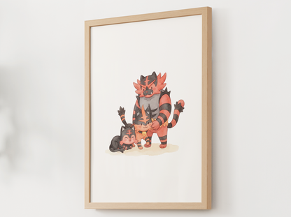 Litten Evolution Line Wall Art Printable, Torracat Incineroar Poster, Pokémon Nursery Decor, Digital Download