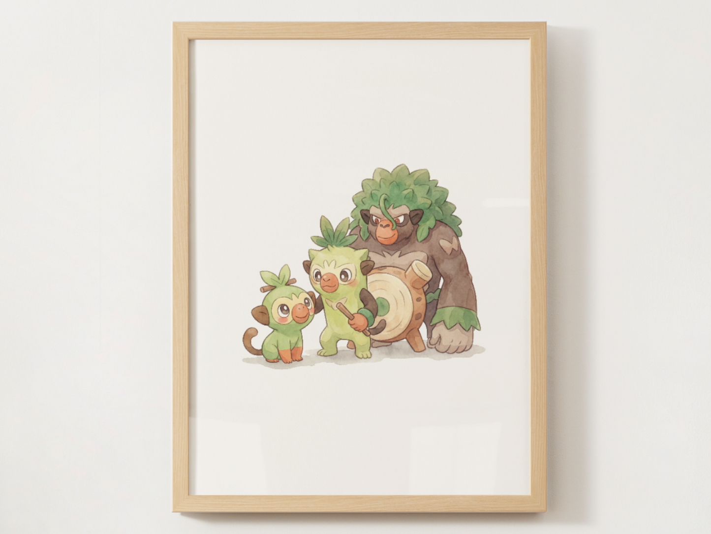 Grookey Evolution Line Wall Art Printable, Thwackey Rillaboom Poster, Pokémon Nursery Decor, Digital Download