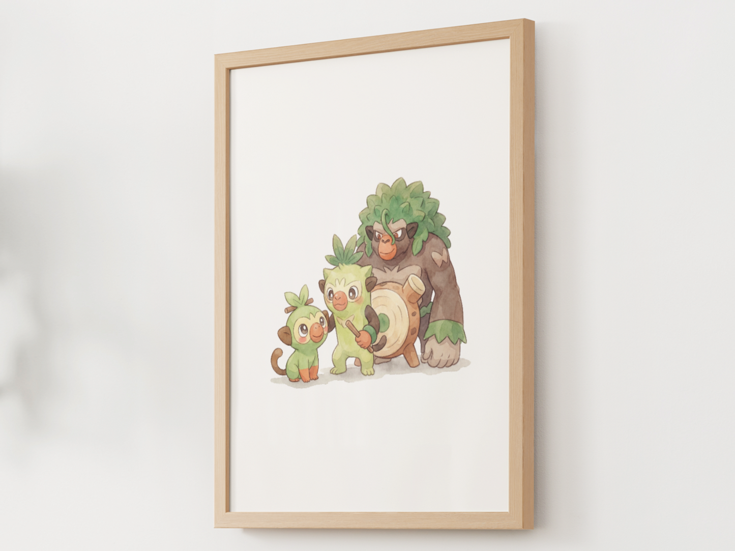 Grookey Evolution Line Wall Art Printable, Thwackey Rillaboom Poster, Pokémon Nursery Decor, Digital Download