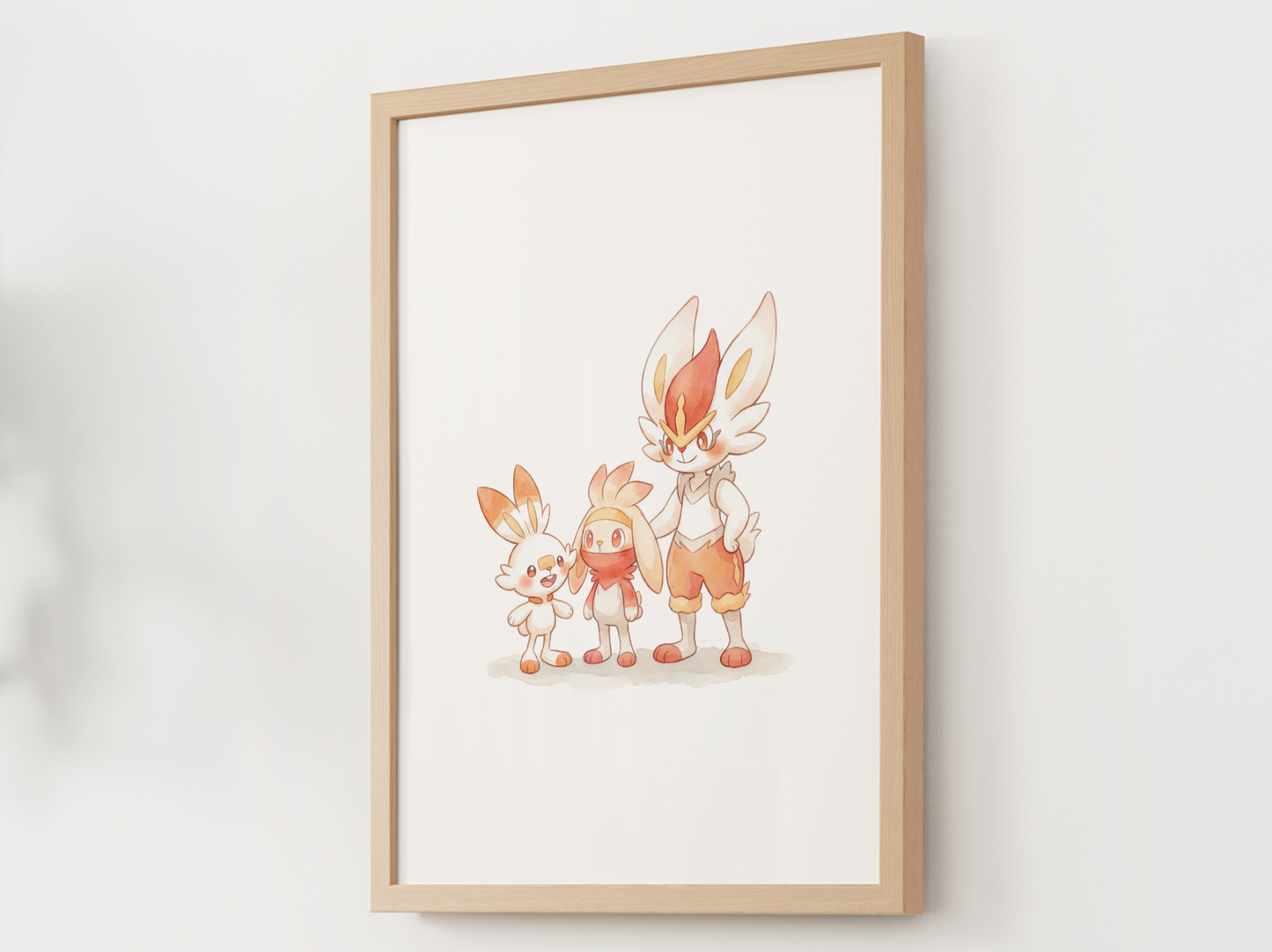 Scorbunny Evolution Line Wall Art Printable, Raboot Cinderace Poster, Pokémon Nursery Decor, Digital Download