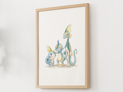 Sobble Evolution Line Wall Art Printable, Drizzile Inteleon Poster, Pokémon Nursery Decor, Digital Download