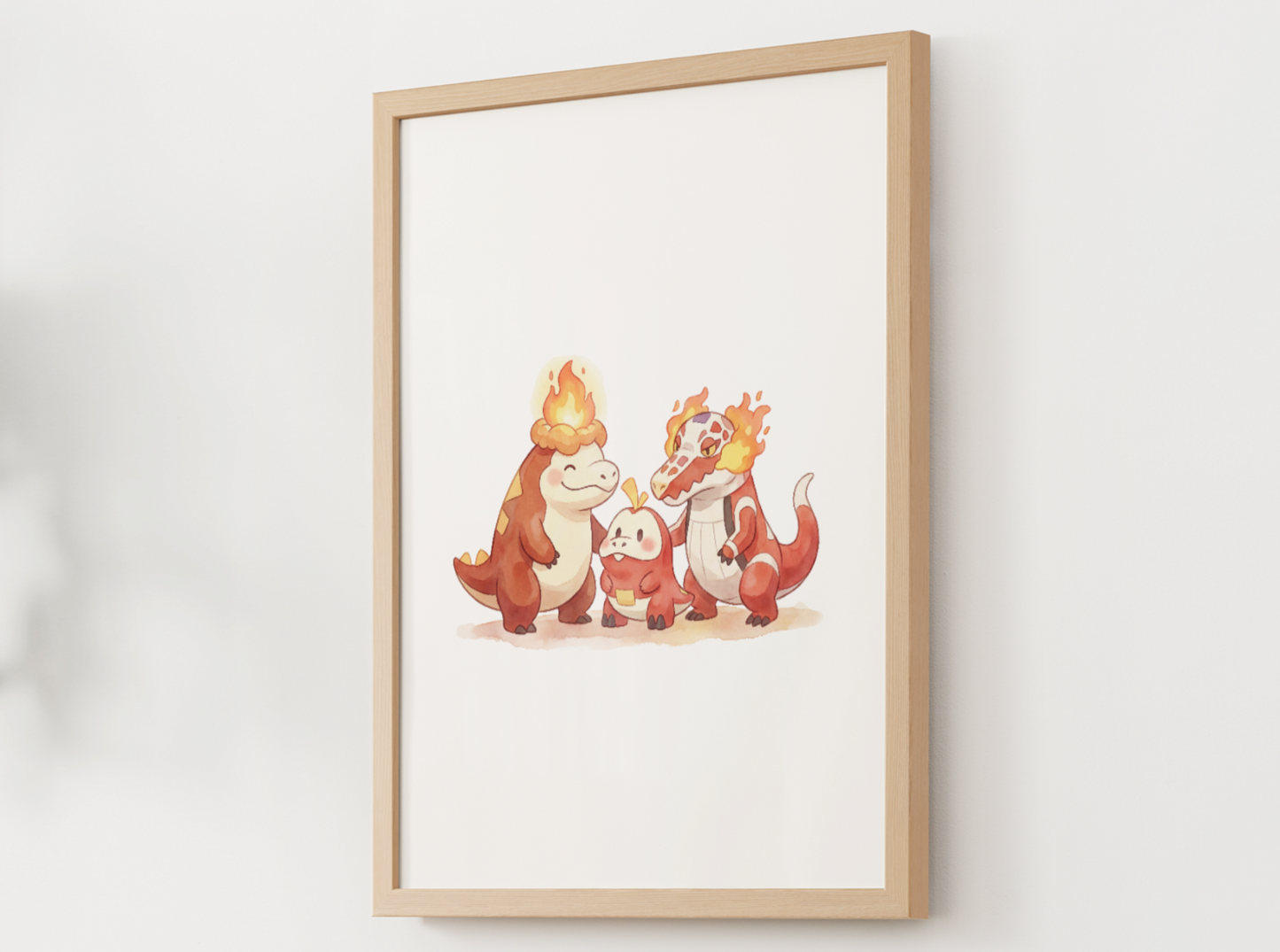 Fuecoco Evolution Line Wall Art Printable, Crocalor Skeledirge Poster, Pokémon Nursery Decor, Digital Download