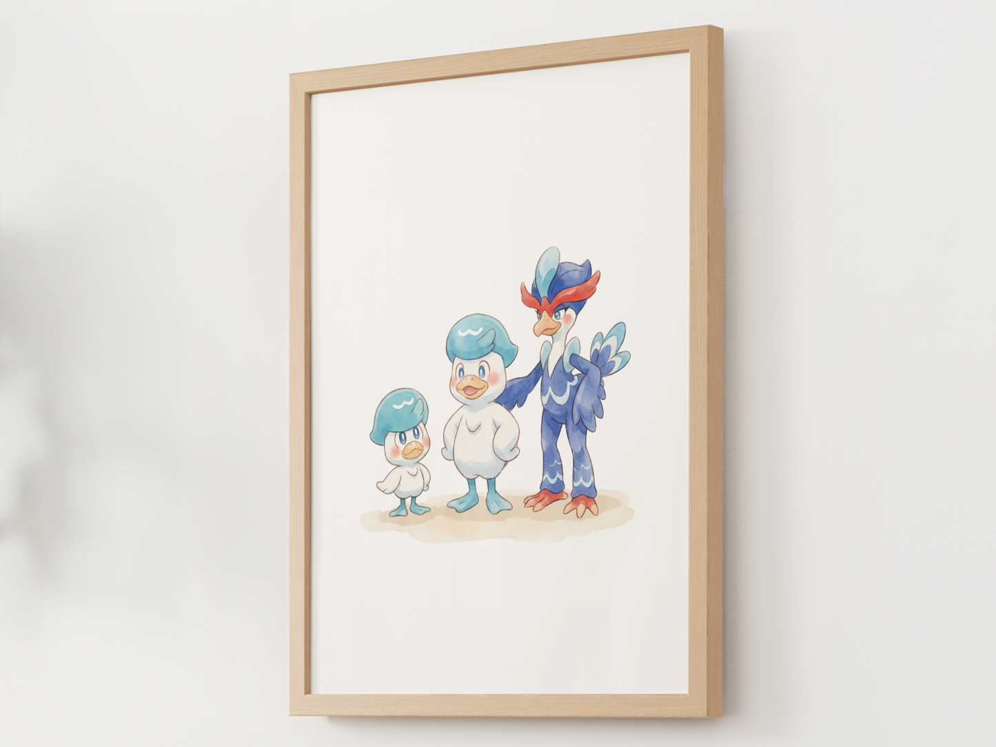 Quaxly Evolution Line Wall Art Printable, Quaxwell Quaquaval Poster, Pokémon Nursery Decor, Digital Download