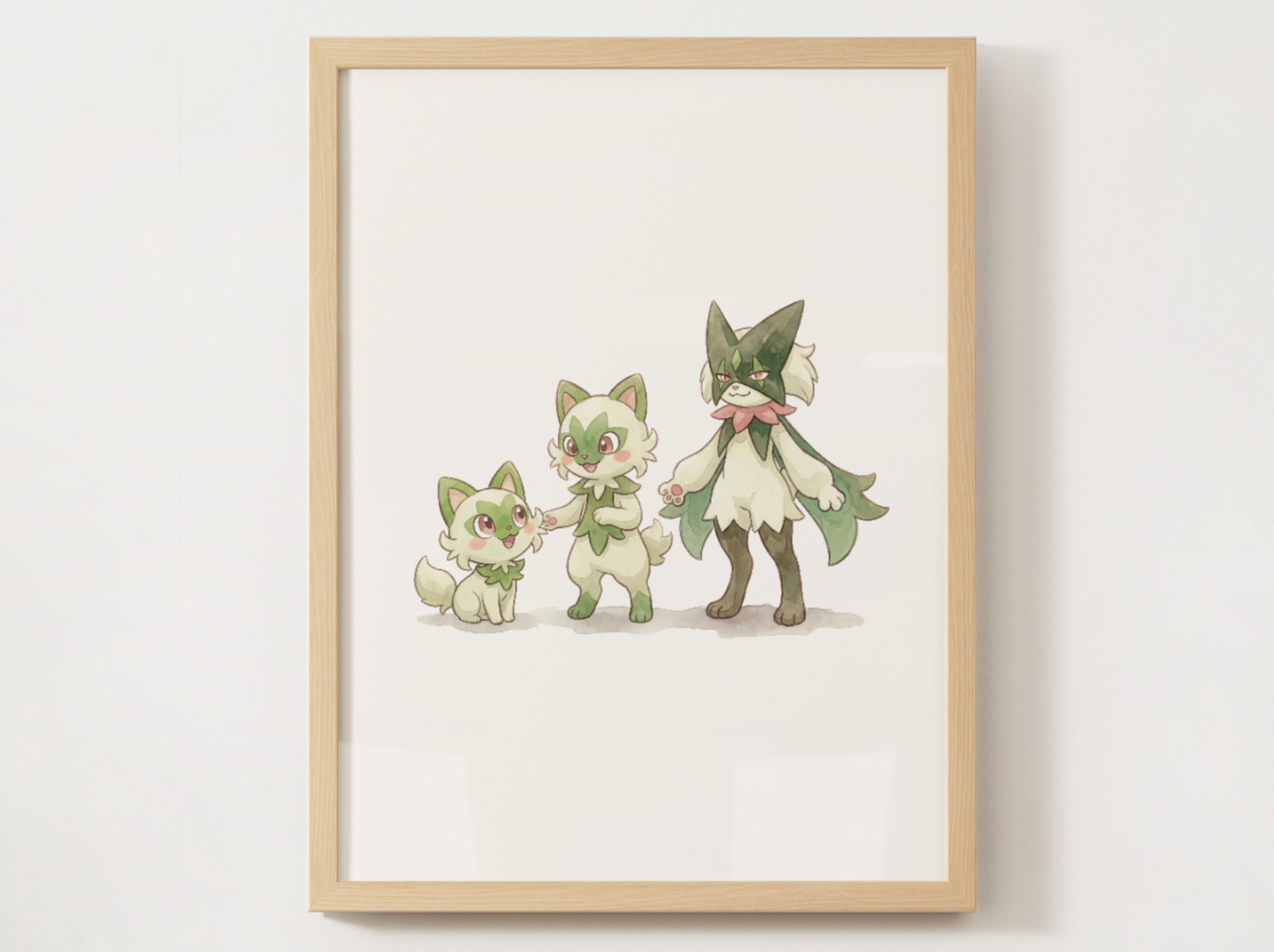Sprigatito Evolution Line Wall Art Printable, Floragato Meowscarada Poster, Pokémon Nursery Decor, Digital Download