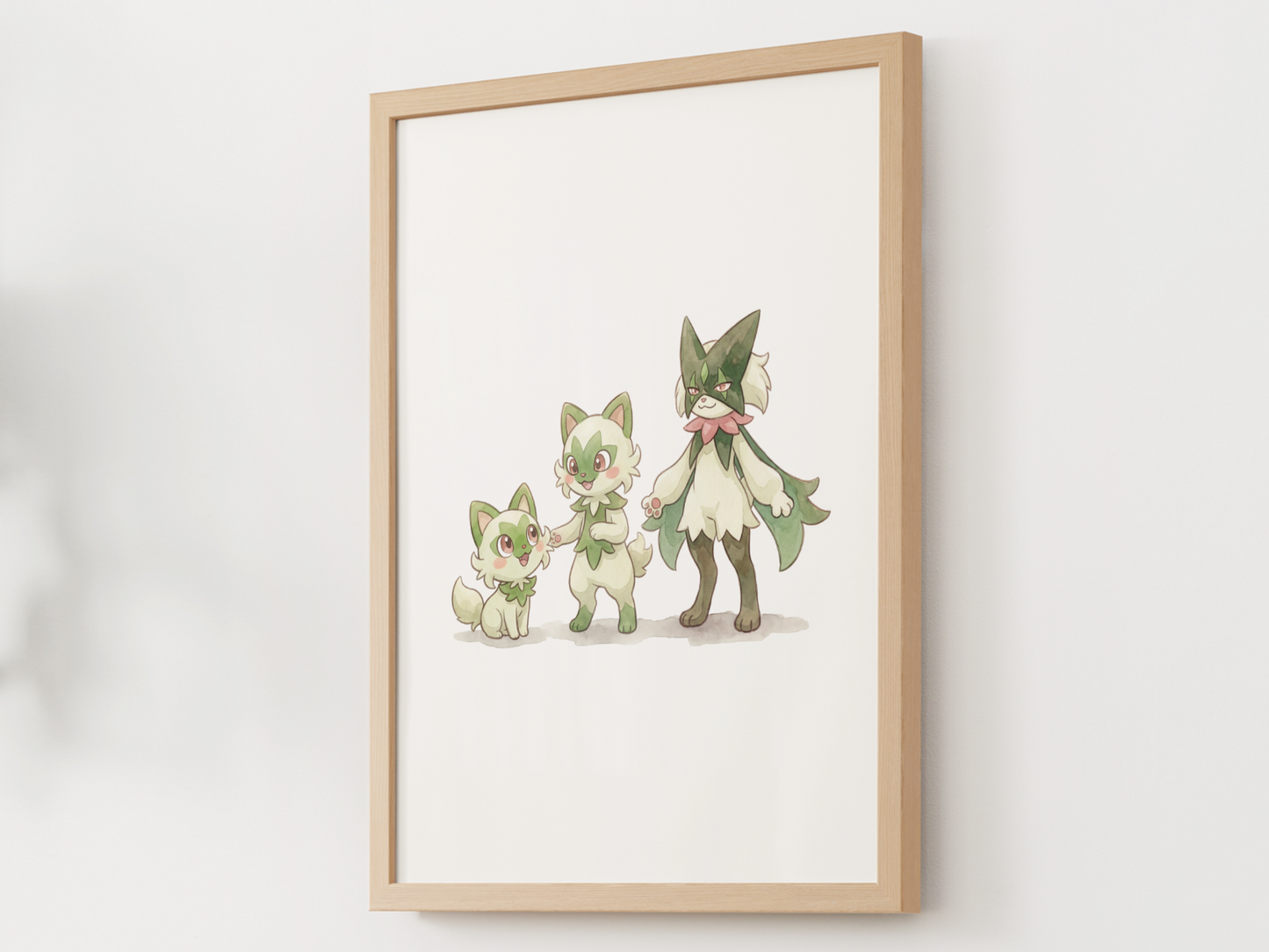 Sprigatito Evolution Line Wall Art Printable, Floragato Meowscarada Poster, Pokémon Nursery Decor, Digital Download